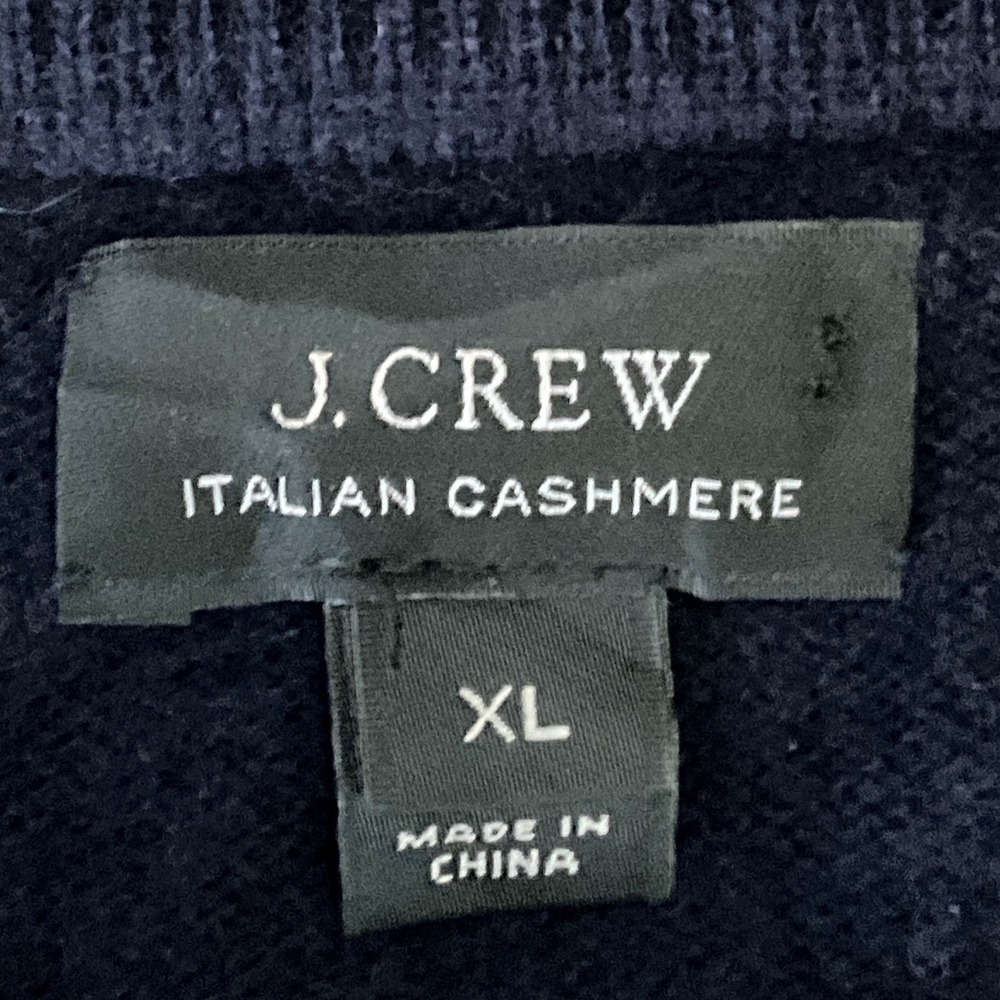 J.Crew Italian Cashmere V-Neck Sweater‎ Navy Blue Preppy Luxury Classic Men's XL - Picture 8 of 10